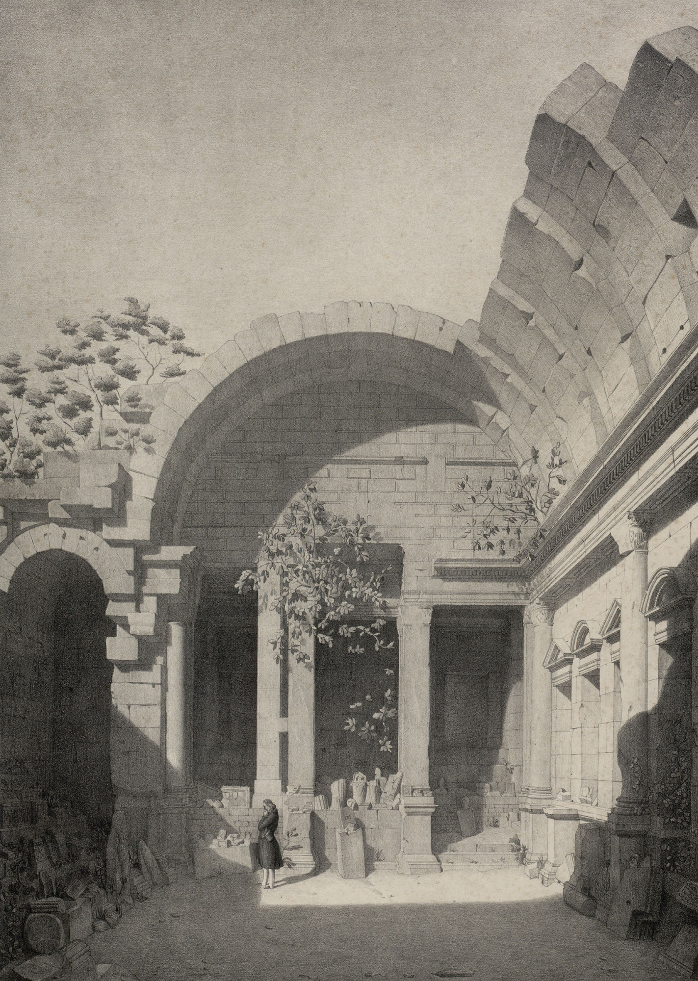 Charles-Auguste Questel, Ruines du temple de Diane, Nîmes, 1838© Médiathèque centrale Émile Zola, Montpellier Méditerranée Métropole